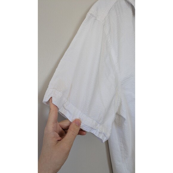 Tommy Bahama Nova Wave Button Up Shirt Large Seersucker Camp White Resort Wear - Picture 5 of 12